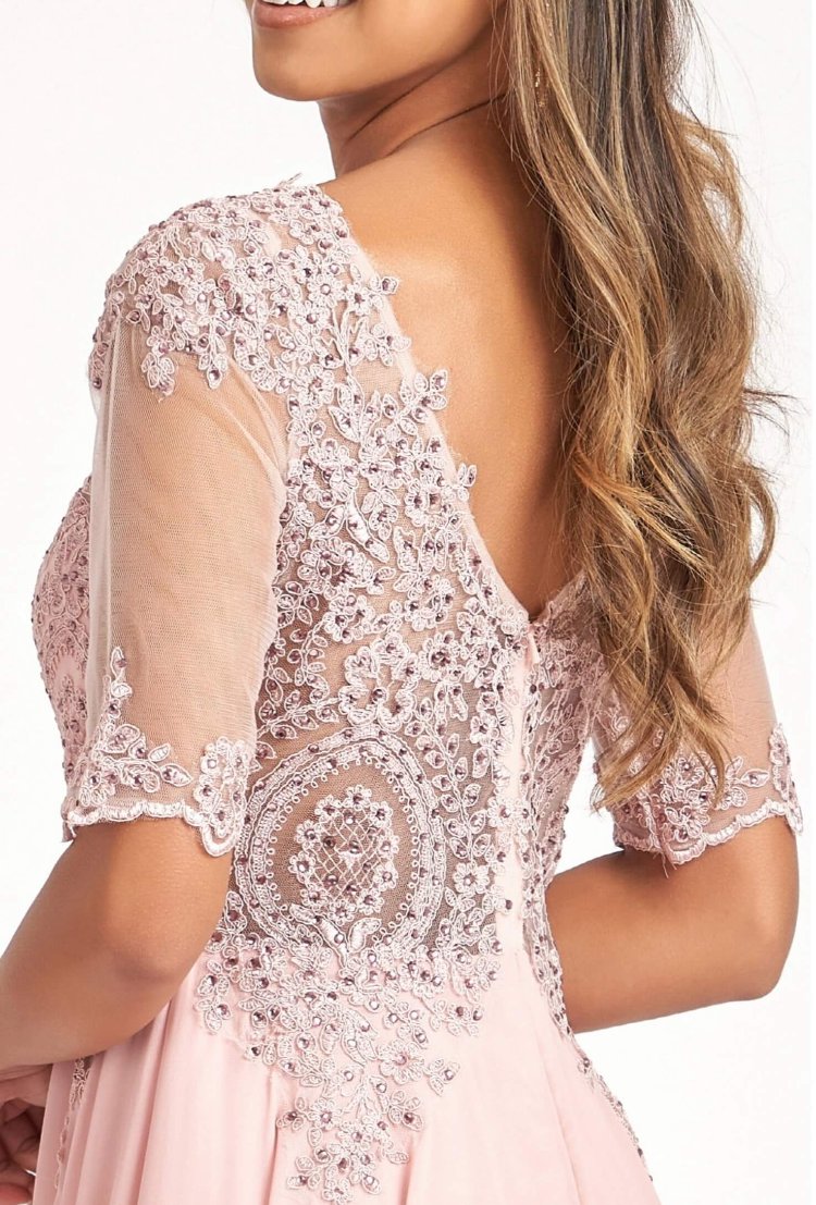 Rhinestone and Embroidery Embellished Chiffon by Elizabeth K GL1982 (GLS COLLECTIVE)