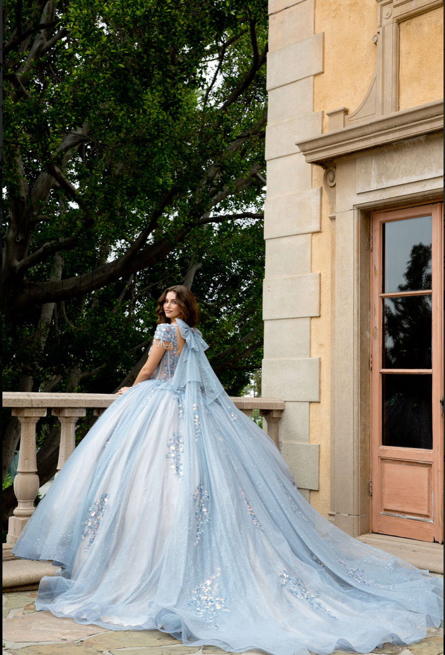 Enchanted Quince Dress: A Fairytale in Sequins, Tulle, and Long Bow. PQ1094 by ADORA DESIGN
