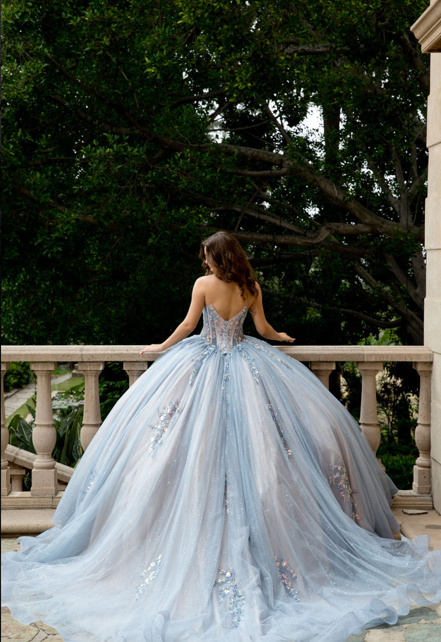 Enchanted Quince Dress: A Fairytale in Sequins, Tulle, and Long Bow. PQ1094 by ADORA DESIGN