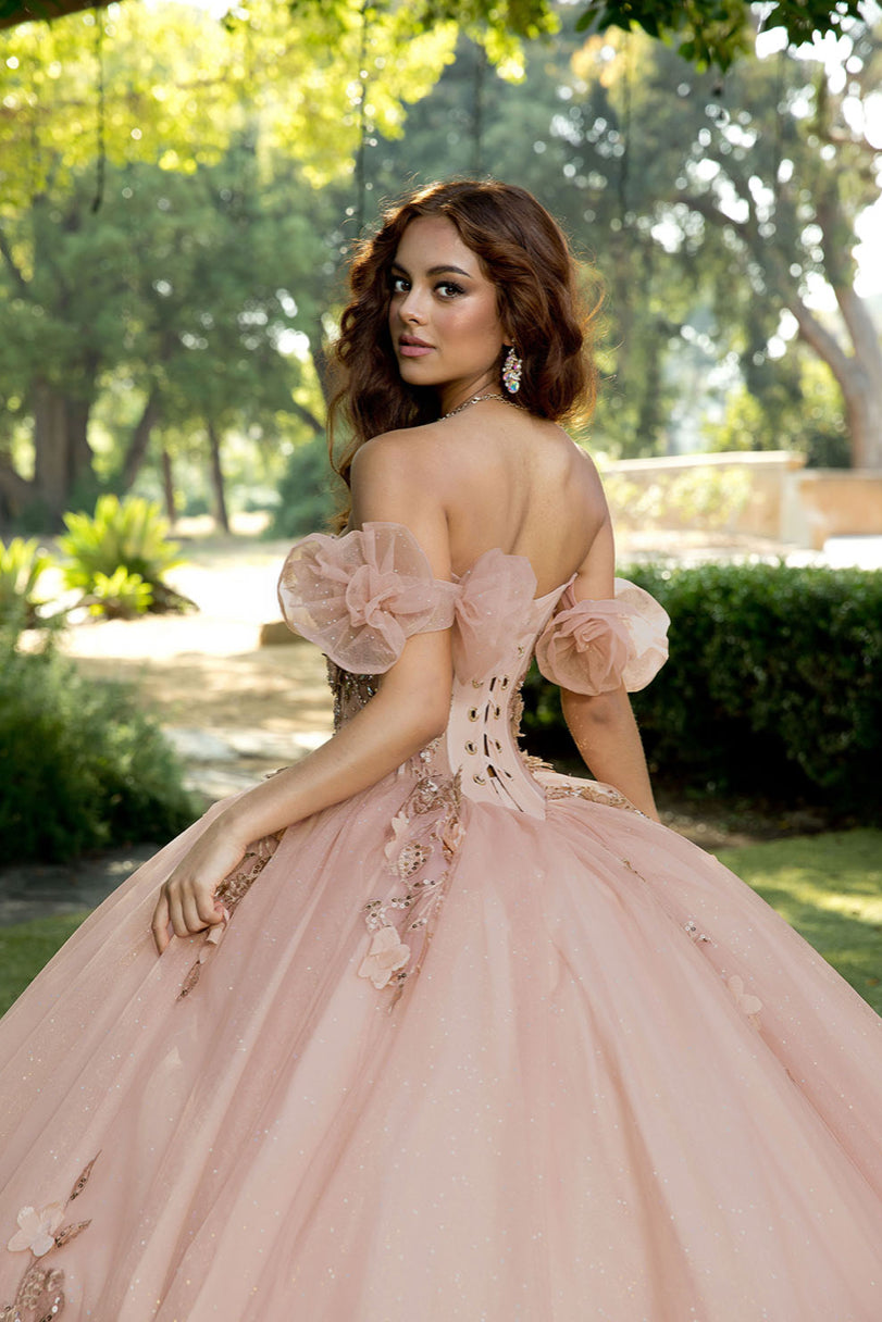 Pleated Cup, 3D Flowers Quince Dress. PQ1089 BY BELLA COUTURE