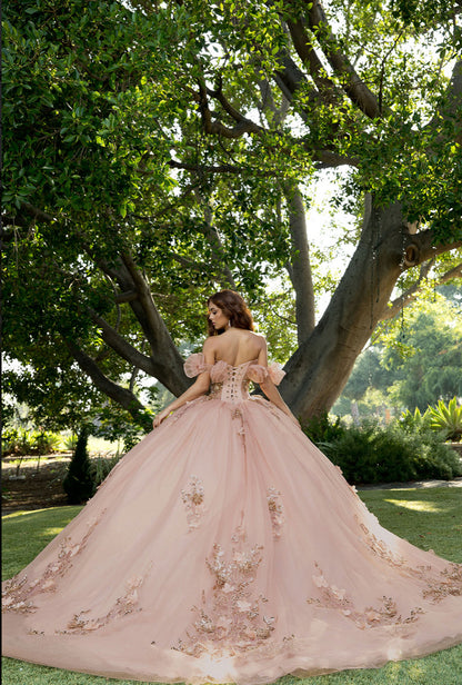 Pleated Cup, 3D Flowers Quince Dress. PQ1089 BY BELLA COUTURE