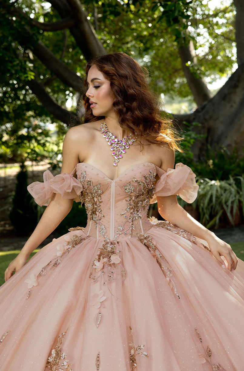 Pleated Cup, 3D Flowers Quince Dress. PQ1089 BY BELLA COUTURE