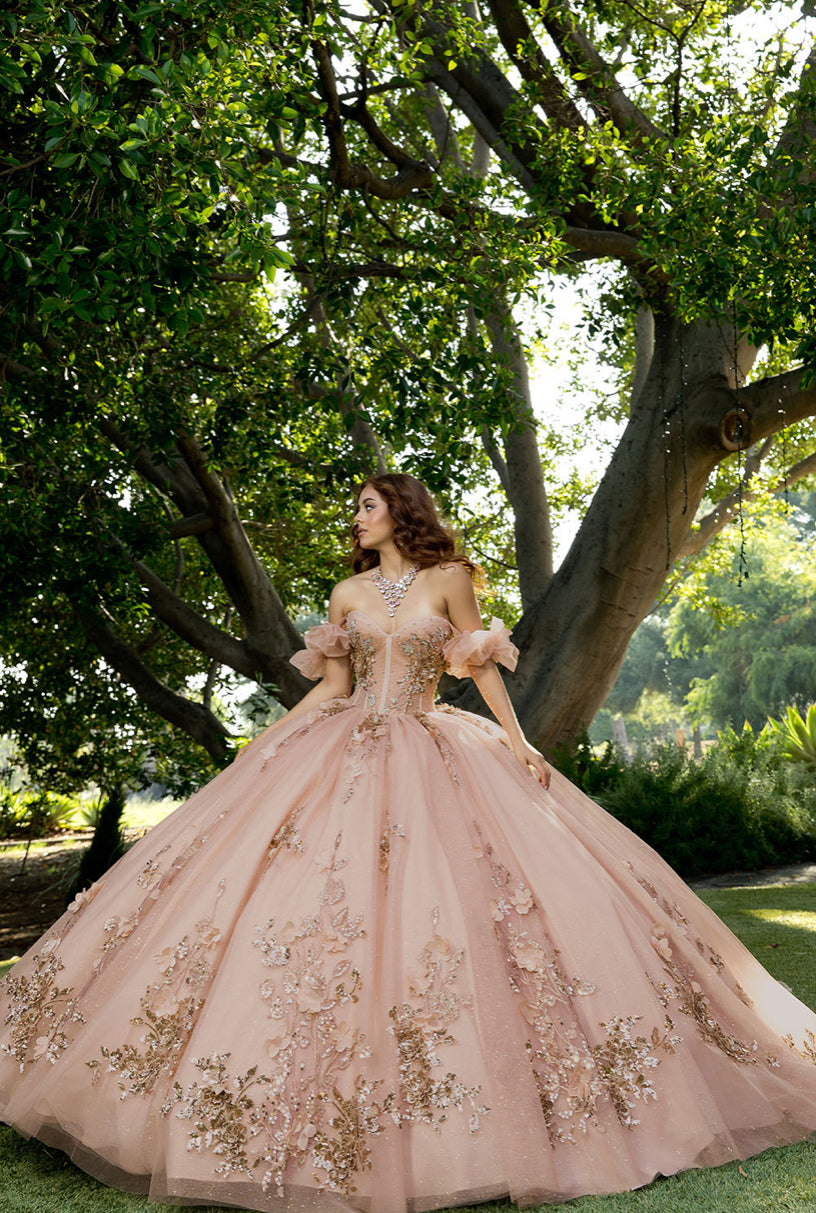 Pleated Cup, 3D Flowers Quince Dress. PQ1089 BY BELLA COUTURE