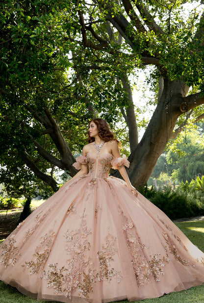 Pleated Cup, 3D Flowers Quince Dress. PQ1089 BY BELLA COUTURE