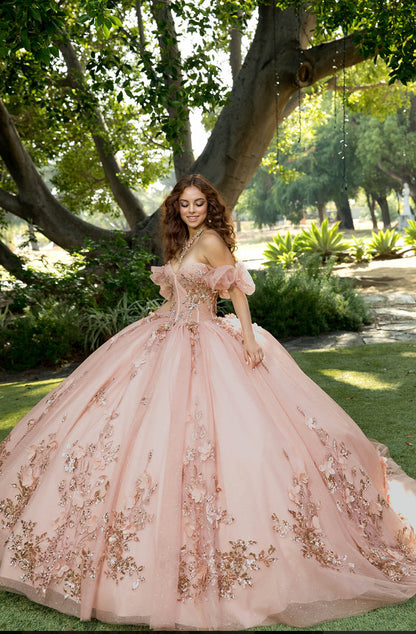 Pleated Cup, 3D Flowers Quince Dress. PQ1089 BY BELLA COUTURE