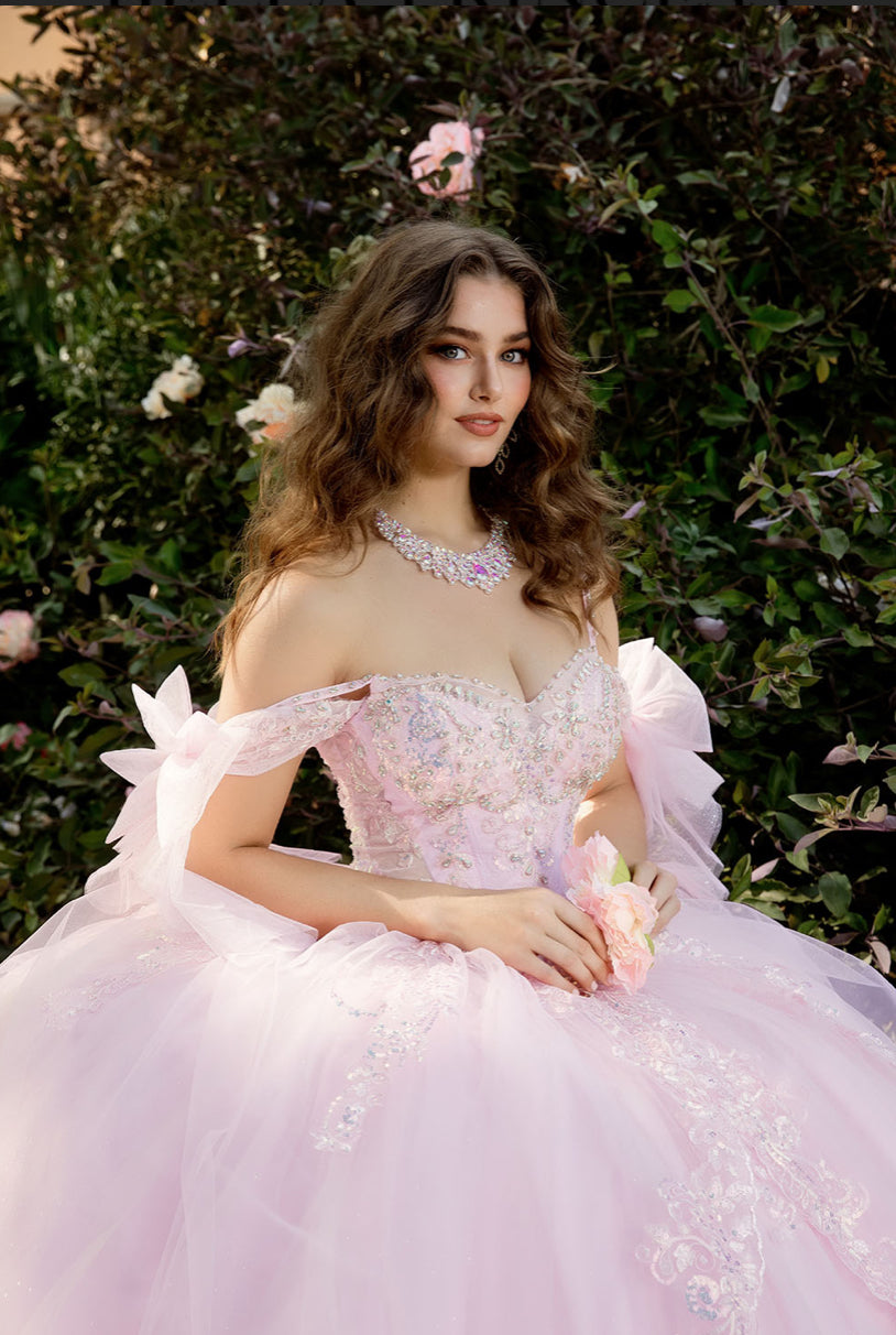 Quince Gown with Detachable Bow and Sleeves. PQ1085 BY BELLA COUTURE