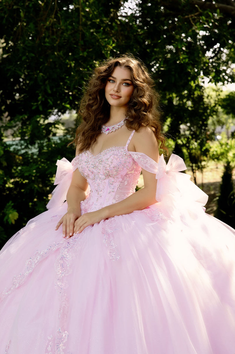 Quince Gown with Detachable Bow and Sleeves. PQ1085 BY BELLA COUTURE