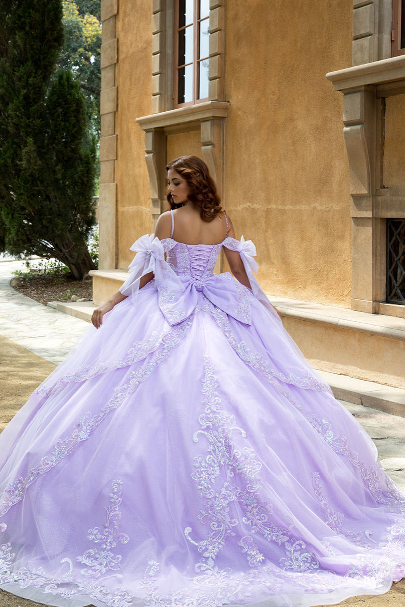 Quince Gown with Detachable Bow and Sleeves. PQ1085 BY BELLA COUTURE