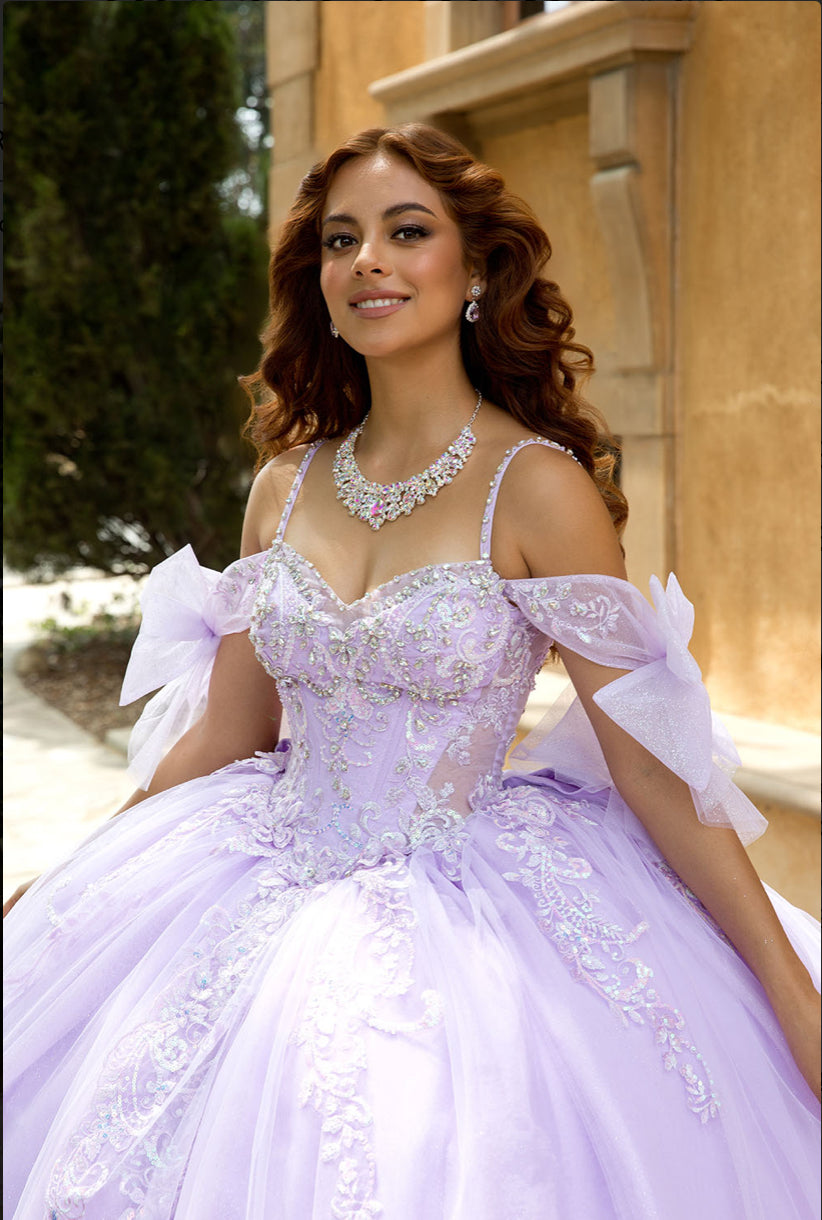 Quince Gown with Detachable Bow and Sleeves. PQ1085 BY BELLA COUTURE