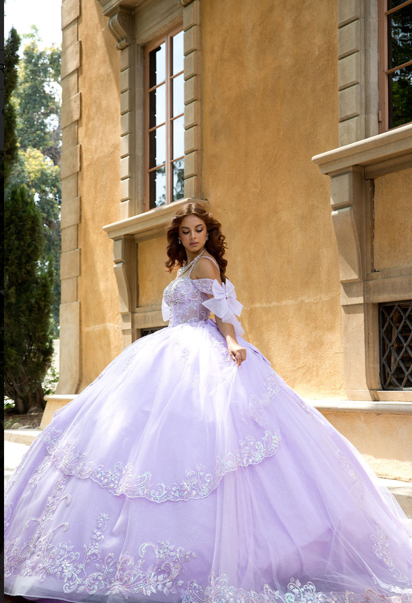 Quince Gown with Detachable Bow and Sleeves. PQ1085 BY BELLA COUTURE