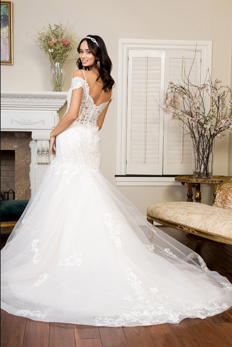 Sweethearted Embroidered Mesh Mermaid Wedding Gown w/ Tail. GL1938 GLS BY GLORIA