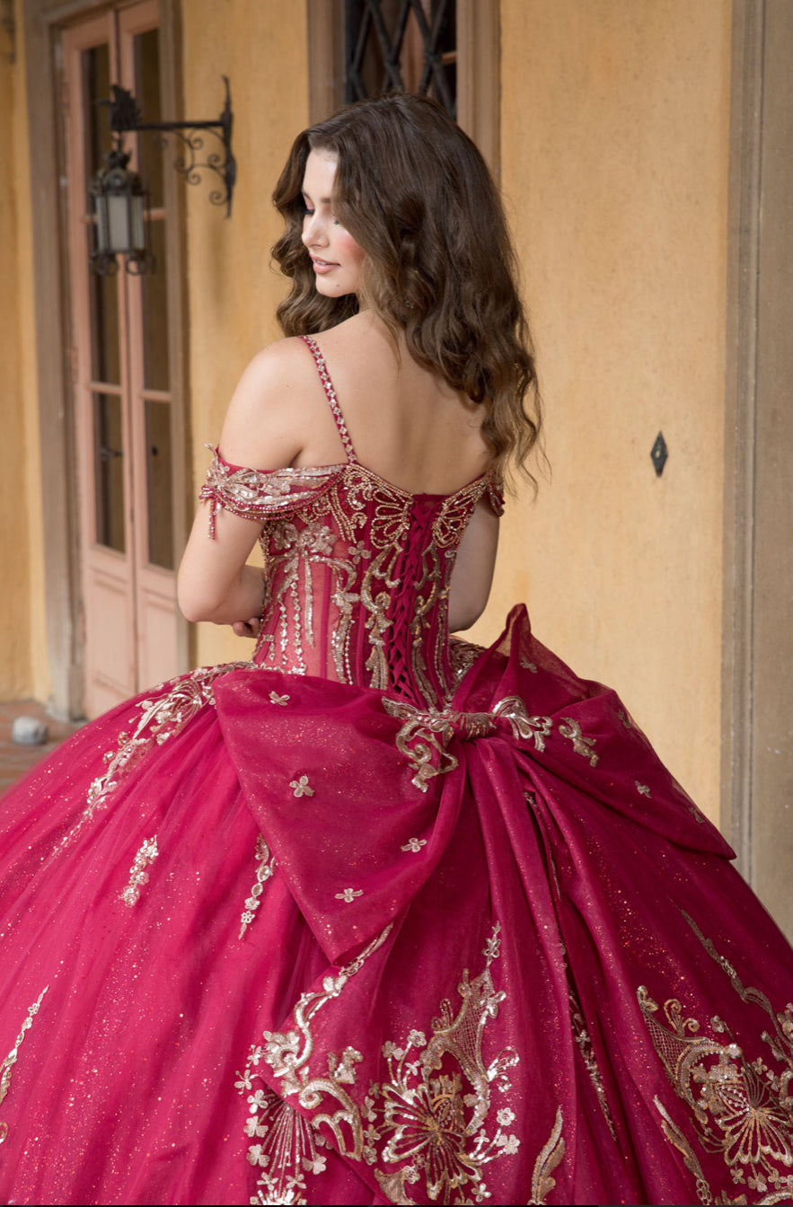 Elegance Quince With Long Bow. PQ1090 BY BELLA COUTURE