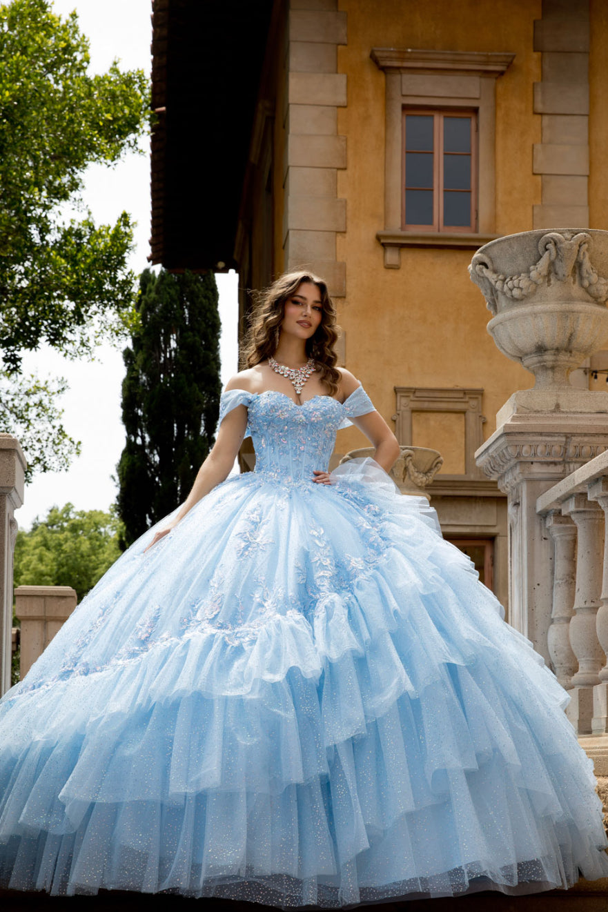 Flounced Quince Dress With Bow. PQ1092 BY BELLA COUTURE