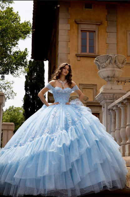 Flounced Quince Dress With Bow. PQ1092 BY BELLA COUTURE