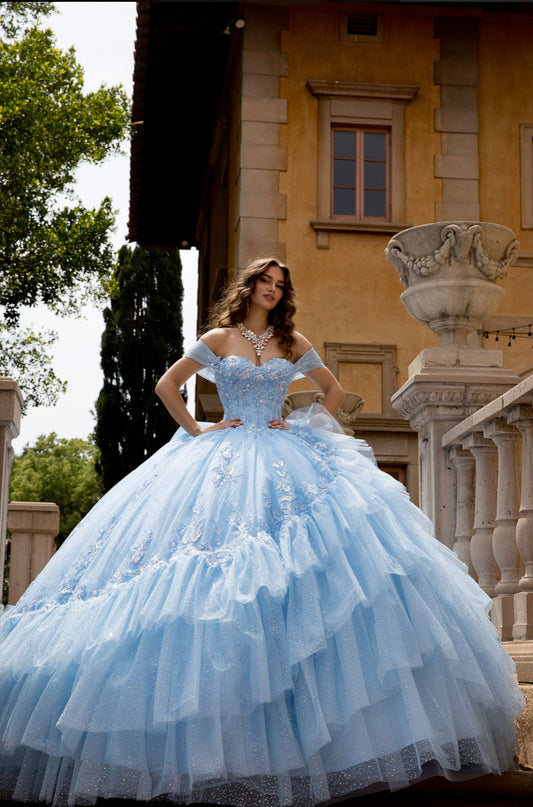 Flounced Quince Dress With Bow. PQ1092 BY BELLA COUTURE