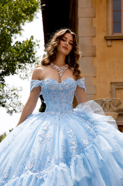 Flounced Quince Dress With Bow. PQ1092 BY BELLA COUTURE