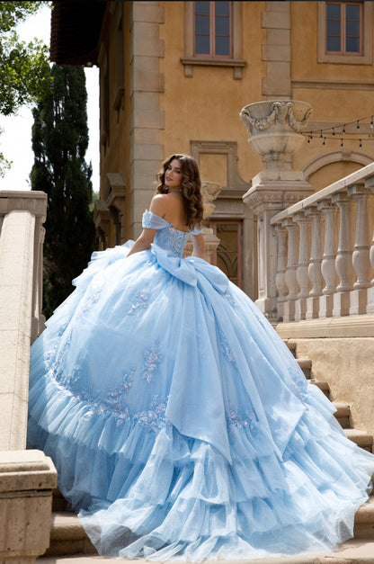 Flounced Quince Dress With Bow. PQ1092 BY BELLA COUTURE
