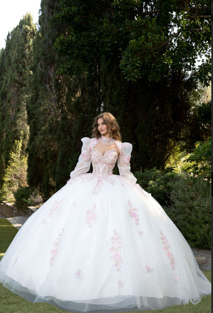 Butterflies, Flower Quince Dress with Bolero and Bow. PQ1093 BY BELLA COUTURE