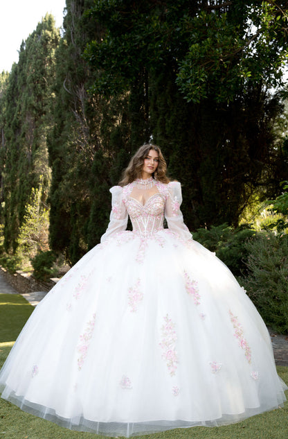 Butterflies, Flower Quince Dress with Bolero and Bow. PQ1093 BY BELLA COUTURE