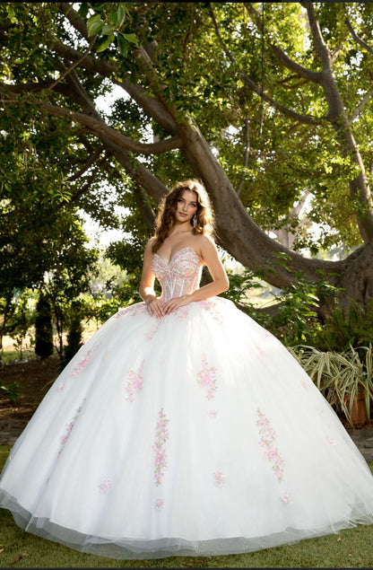 Butterflies, Flower Quince Dress with Bolero and Bow. PQ1093 BY BELLA COUTURE
