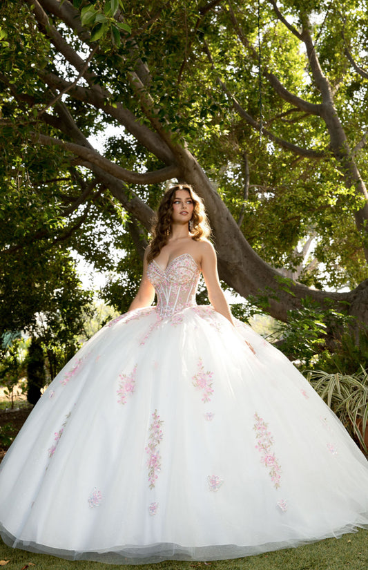 Butterflies, Flower Quince Dress with Bolero and Bow. PQ1093 BY BELLA COUTURE