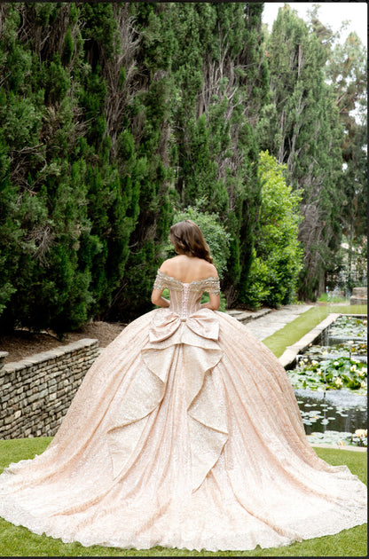 COMMING SOON!! Elegant See-Through Corset Glitter Quince Dress. PQ1087 BY BELLA COUTURE