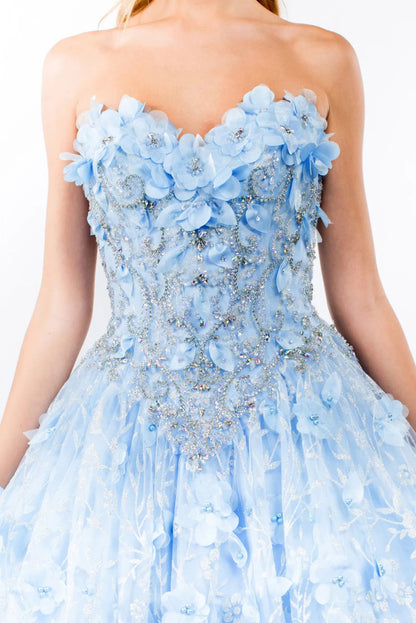 Sweetheart Neckline Beads and Jewel Embellished Bodice Quinceanera Dress w/ Mesh Cape. Gl1939 by ELIZABETH K