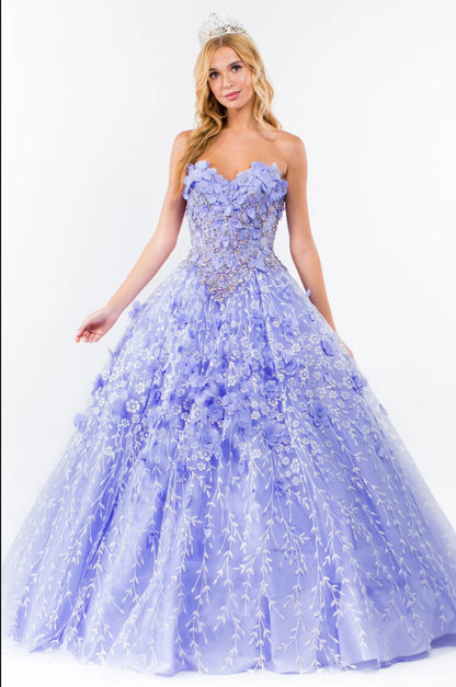 Sweetheart Neckline Beads and Jewel Embellished Bodice Quinceanera Dress w/ Mesh Cape. Gl1939 by ELIZABETH K
