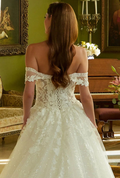 Decorated with beads, sequins and floral embroidery. GL3602 GLS BY GLORIA