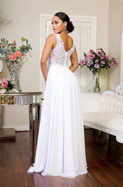 V-Neck Embroidered Chiffon Long Dress GL2311 GLS BY Elizabeth K