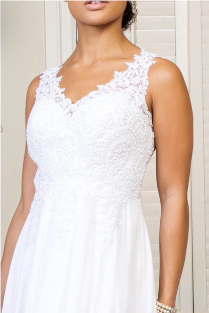 V-Neck Embroidered Chiffon Long Dress GL2311 GLS BY Elizabeth K
