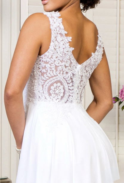 V-Neck Embroidered Chiffon Long Dress GL2311 GLS BY Elizabeth K