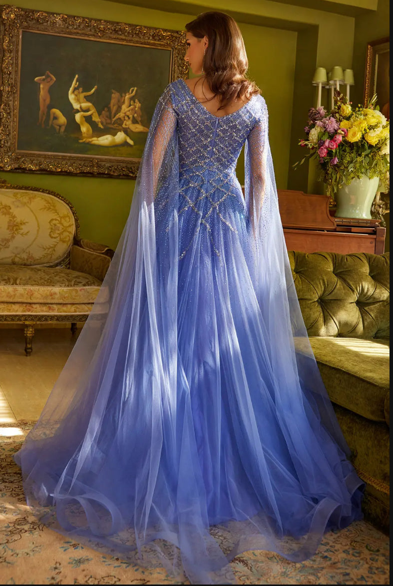 Feel glamorous in this bead, jewel, and sequin adorned dress. GL3606 GLS BY GLORIA