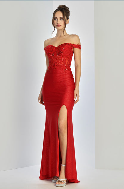 Off shoulder sparkly dress fitter. 3189 BY ADORA DESIGN