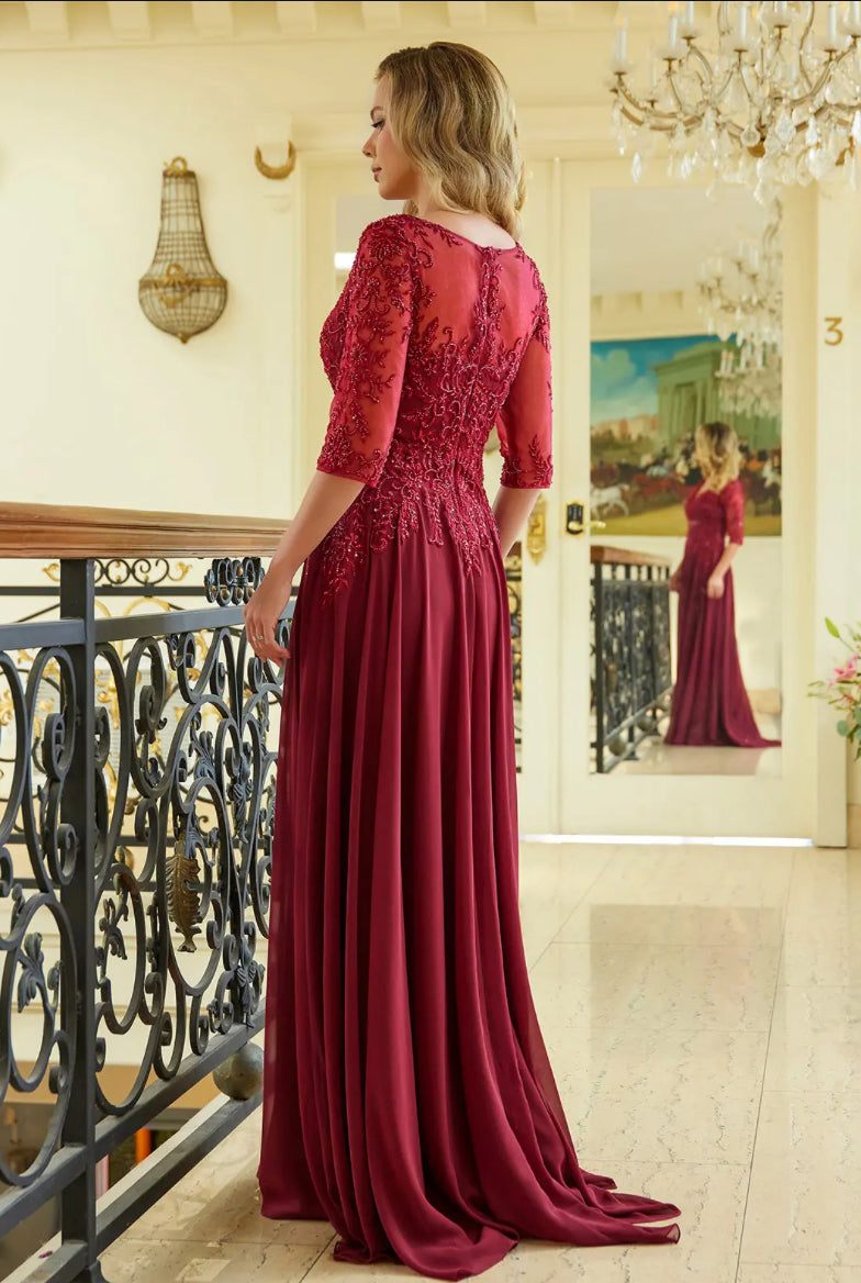 Show off in this beaded, sequin embroidered dress. GL3573 GLS BY ELIZABETH K