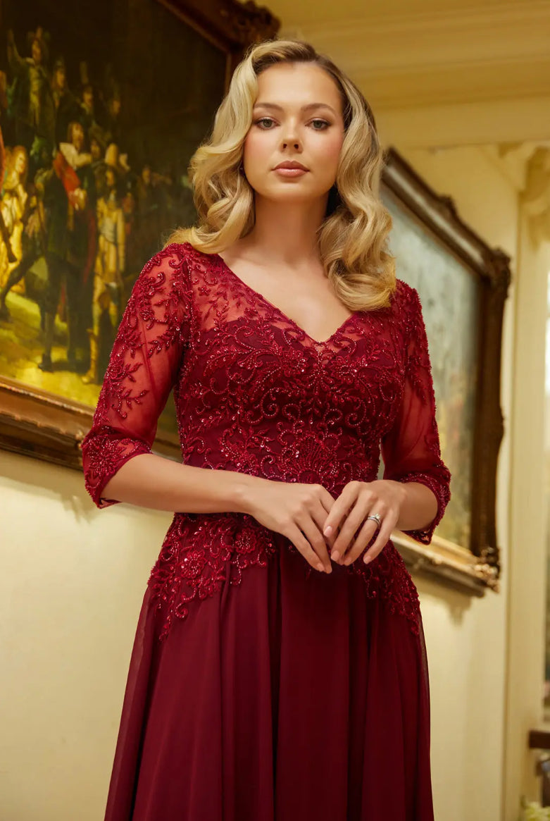 Show off in this beaded, sequin embroidered dress. GL3573 GLS BY ELIZABETH K