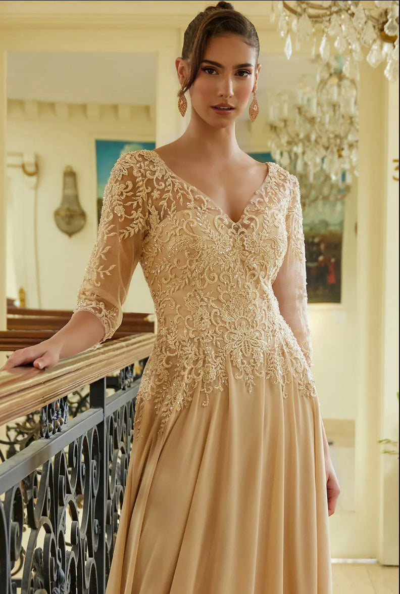 Show off in this beaded, sequin embroidered dress. GL3573 GLS BY ELIZABETH K