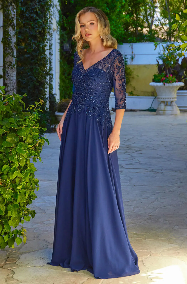 Show off in this beaded, sequin embroidered dress. GL3573 GLS BY ELIZABETH K