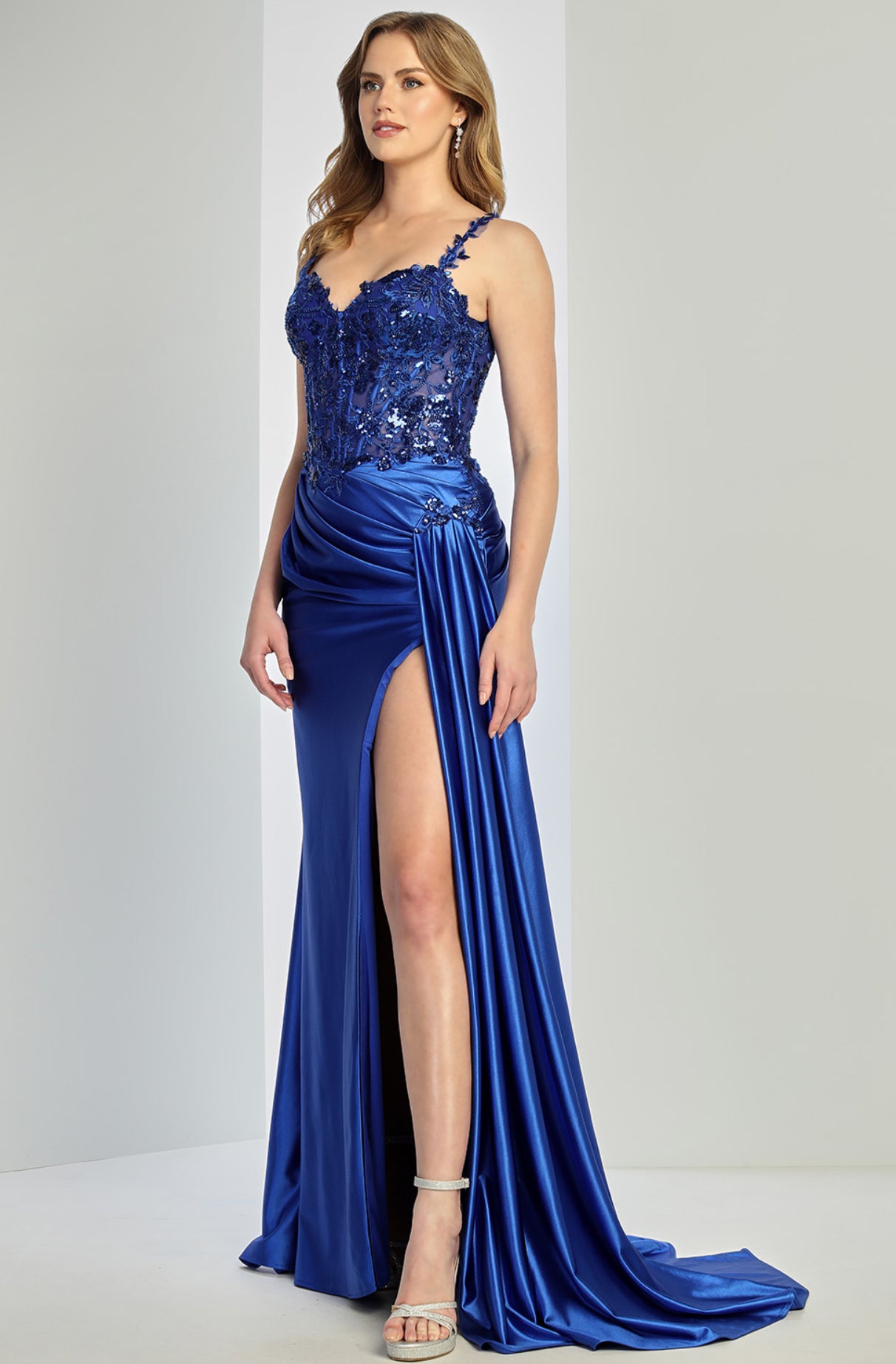 Stretchy Satin dress with sequins. Perfect for your special event. 3257 by ADORA DESIGN