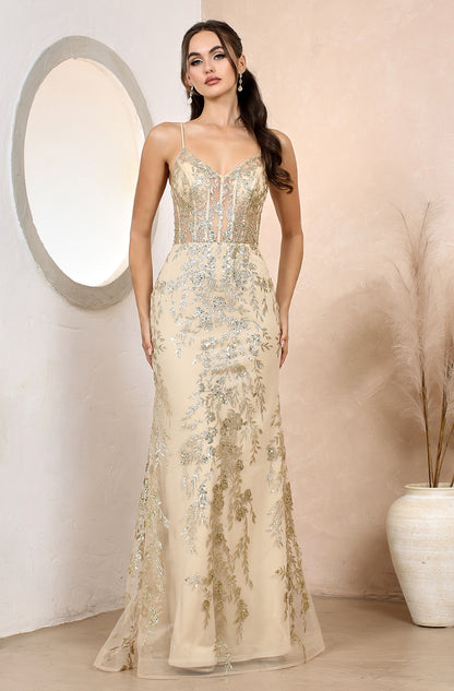 With glitter fabric and a little touch of open corset at the back. 3158 by ADORA DESIGN