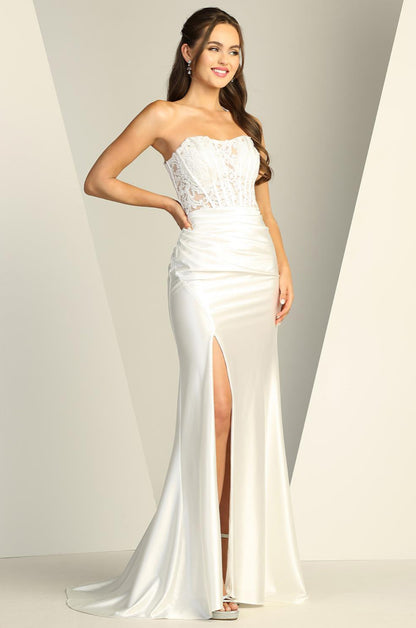 Satin mermaid strapless dress. 3235-01 by ADORA DESIGN