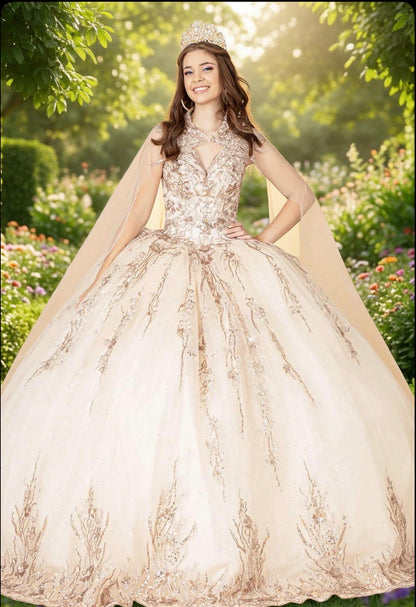 Sequin Glitter Embellished Quinceanera Dress. GL3076 by Elizabeth K