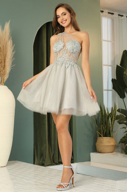 See-through corset, one strap dress. 1040 BY ADORA DESIGN