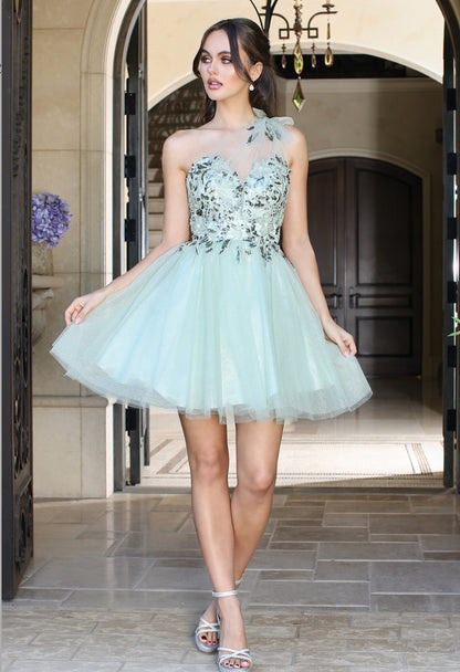 See-through corset, one strap dress.  1054 BY ADORA DESIGN