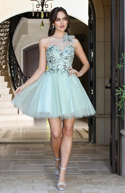 See-through corset, one strap dress.  1054 BY ADORA DESIGN