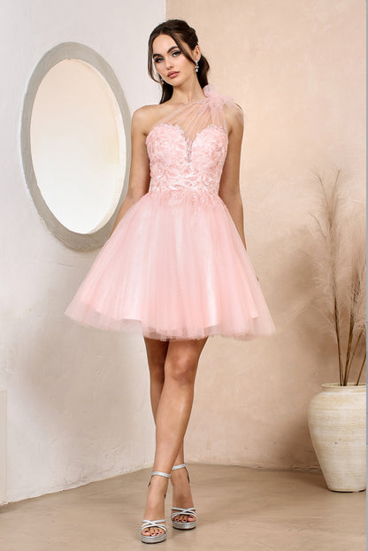 See-through corset, one strap dress.  1054 BY ADORA DESIGN