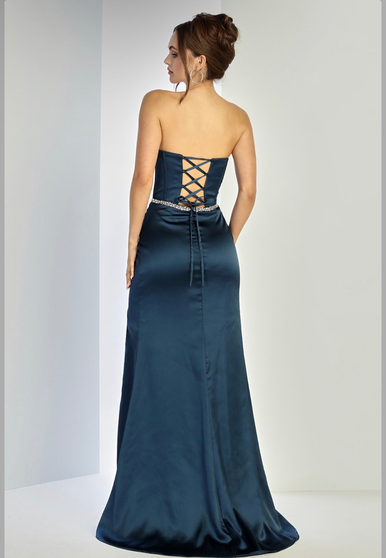 Satin mermaid strapless dress with gems. 3243 by ADORA DESIGN