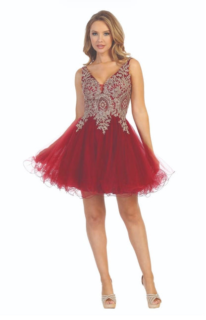 Floral gold Applique Dress. 6237L by LET´S CORP