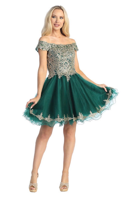 Floral gold Applique Dress. 6257L BY LET´S CORP