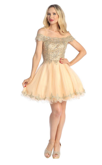 Floral gold Applique Dress. 6257L BY LET´S CORP